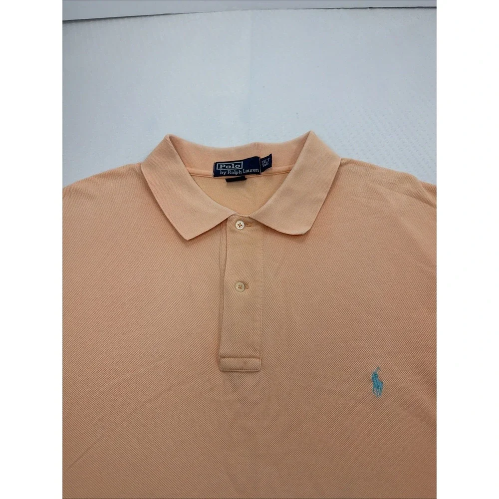 Ralph Lauren Men Polo Orange  Short Sleeve Classic 100% Cotton 2XLT Pony Preppy